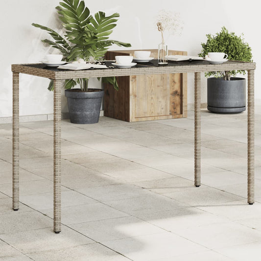 Gartentisch mit Glasplatte Grau 115x54x74 cm Poly Rattan
